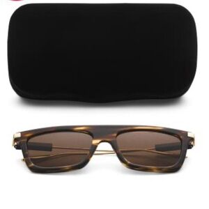 Gucci Unisex Tortoiseshell Sunglasses with Brown Lenses and Black Case